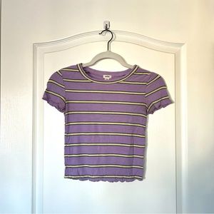 ✰ GARAGE ✰ Purple & Yellow Striped Ribbed Shirt